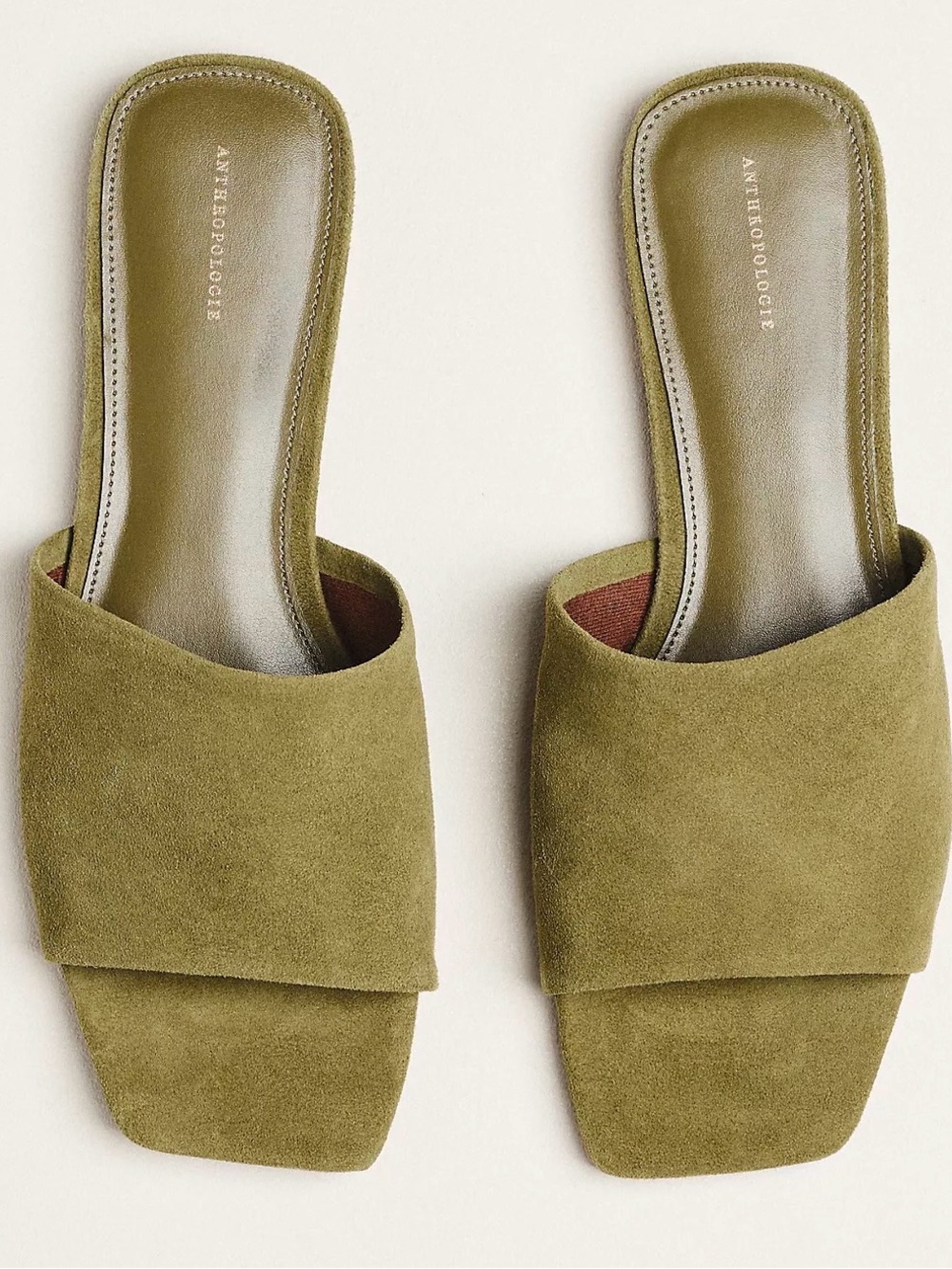 By Anthropologie Moss Green Suede Slide Sandals EU 40 / US 9-9.5